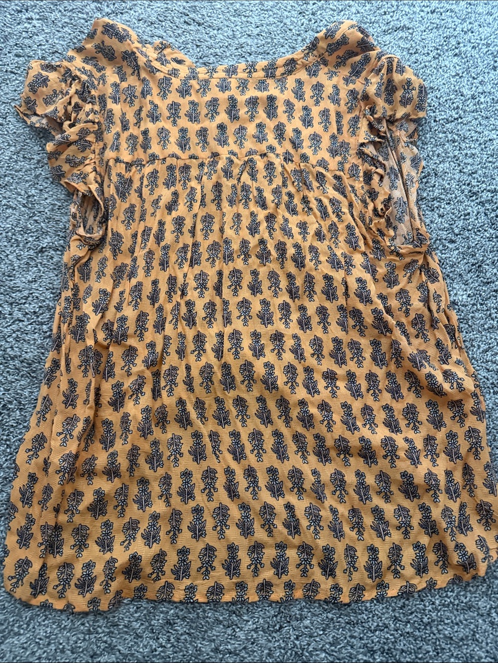 Knox Rose Mustard Floral Ruffle Sleeve Tunic